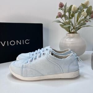 Vionic Beach Pismo Canvas Sneakers Blue Women's 5 Wide Comfort Shoe Casual